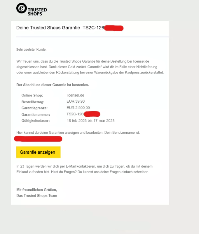 screenshot garanzia german